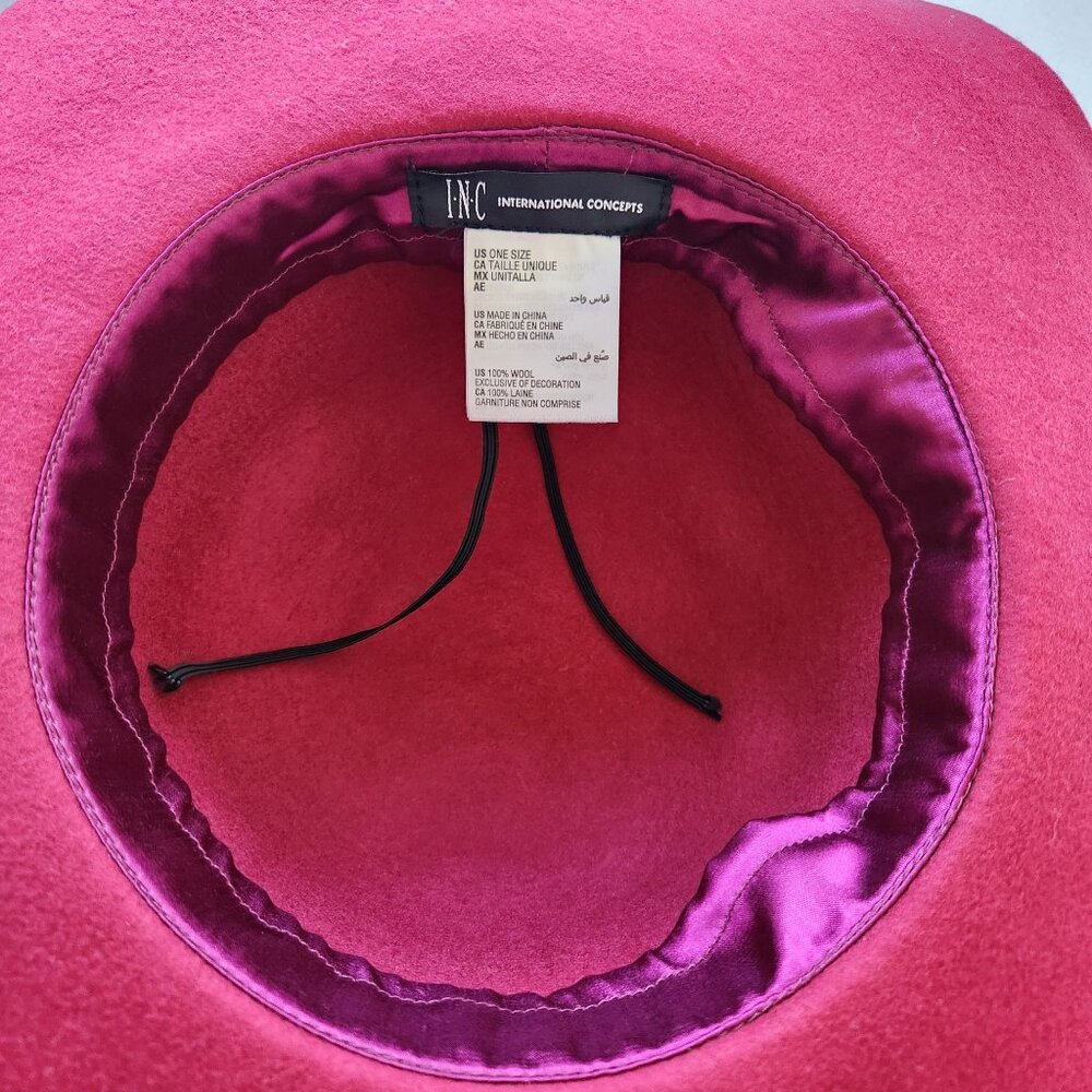 INC International Concepts Red Wool Floppy Hat Fall Winter Boho Festival Hippie - Picture 3 of 4